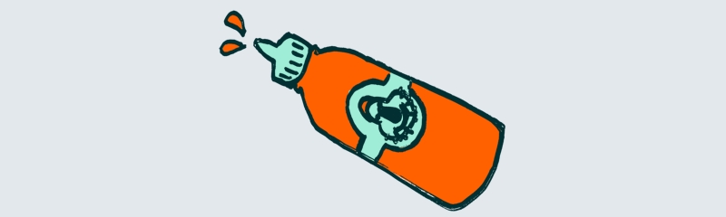 A bottle of Cartoon Daan's sriracha