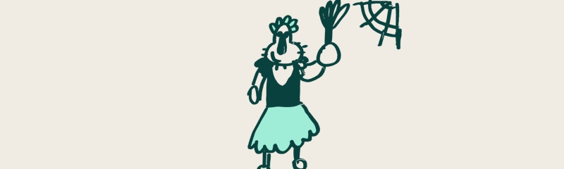 Cartoon Daan in a french maid costume.