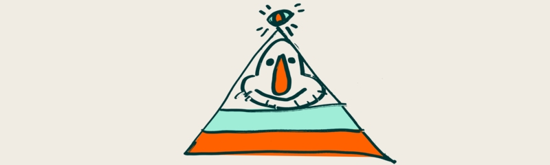 Maslow's hierarchy of needs pyramid with a cartoon Daan inside.